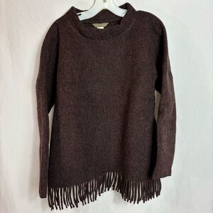 J.Crew Sweater Womens S Brown.Maroon Alpaca Wool Fringe Boxy Oversized Luxe Knit